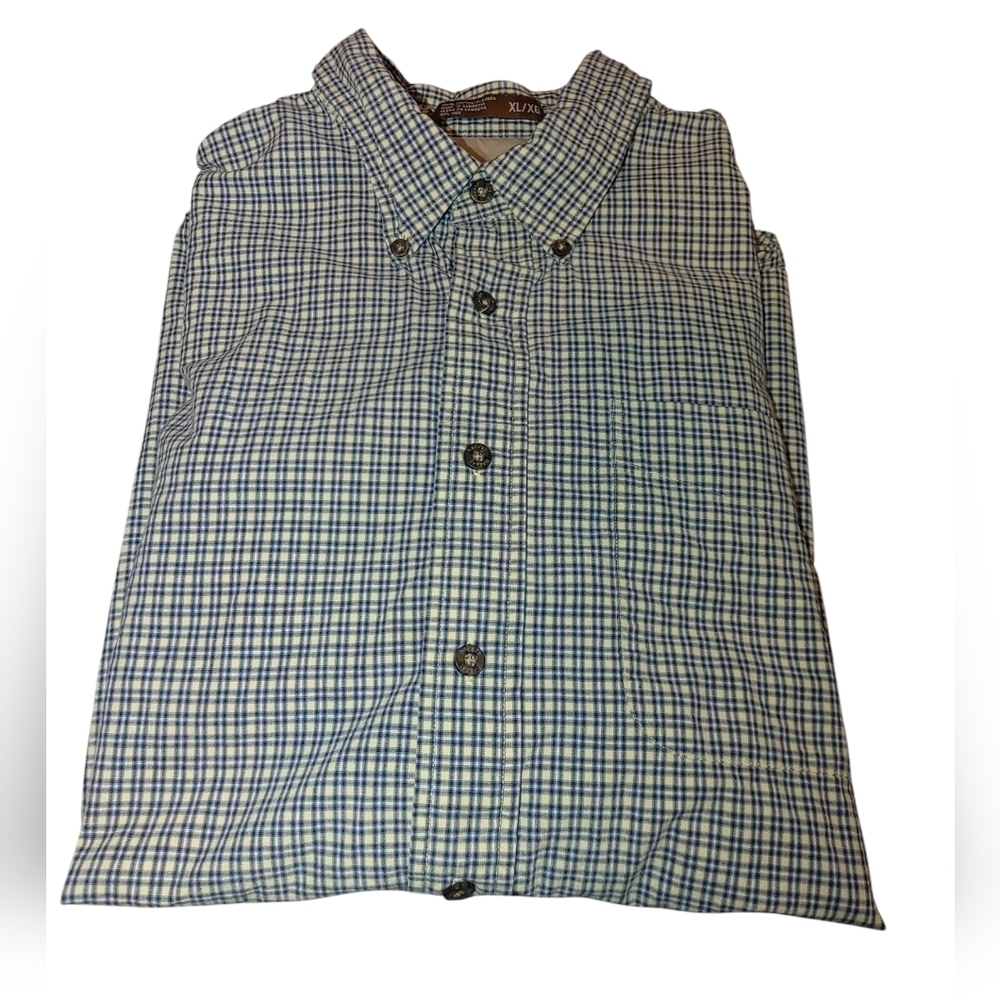Haggar Blue and Cream Checkered Men's Shirt, Size XL